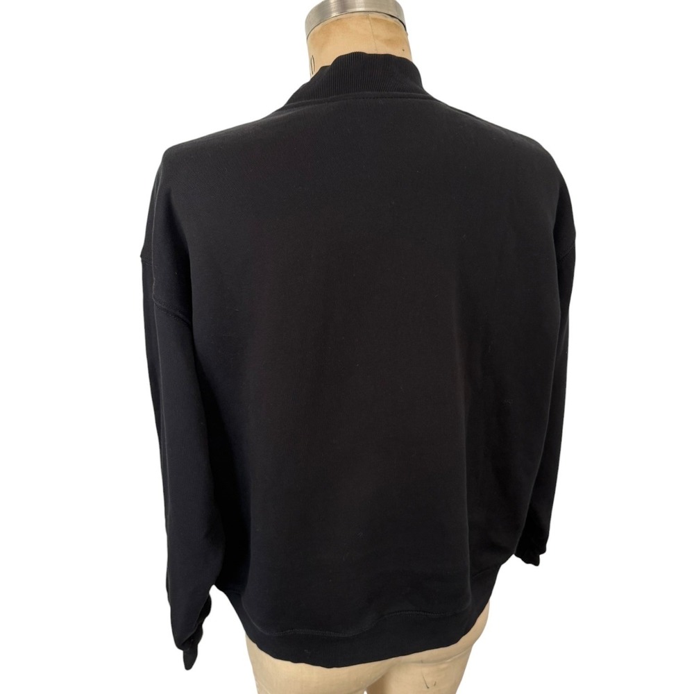 3.1 Phillip Lim Sweatshirt Mens M Black Mock Neck Metal Logo Cotton Heavyweight - Picture 6 of 9